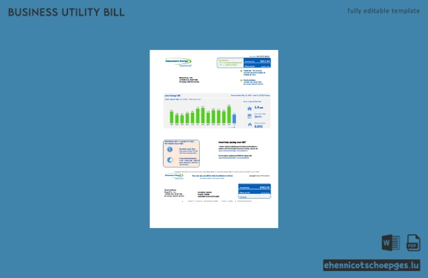 Vorschau einer Beispielrechnung für Geschäftskunden von Michigan Consumers Energy